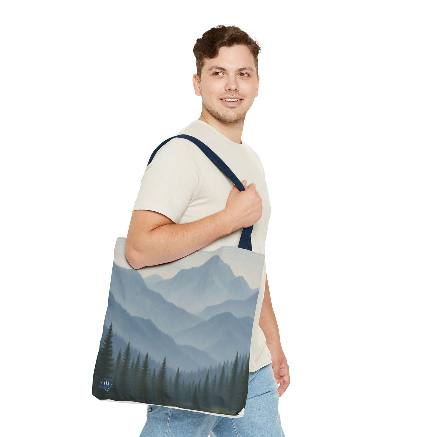 Grey Mountaincape Tote Bag with Original Art by Lo Husen