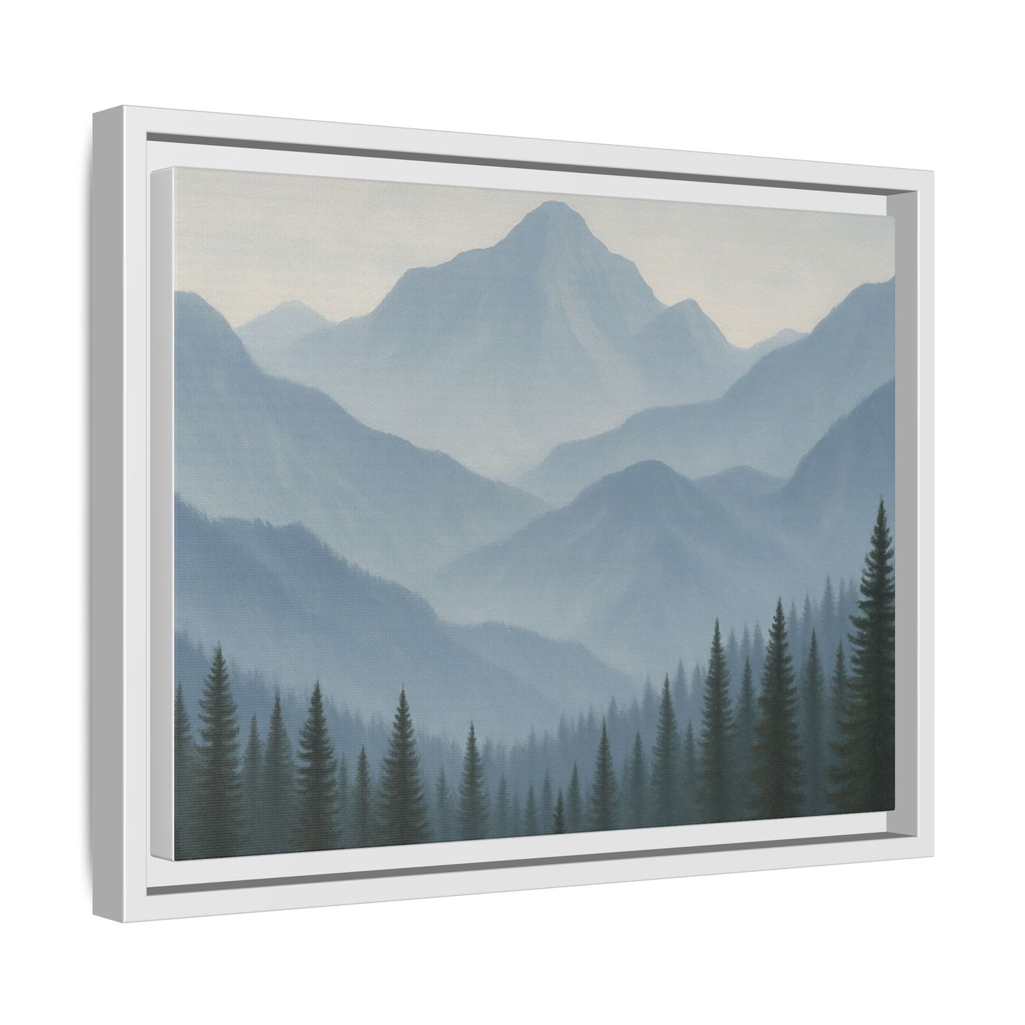 Grey Mountainscape Framed Canvas Art
