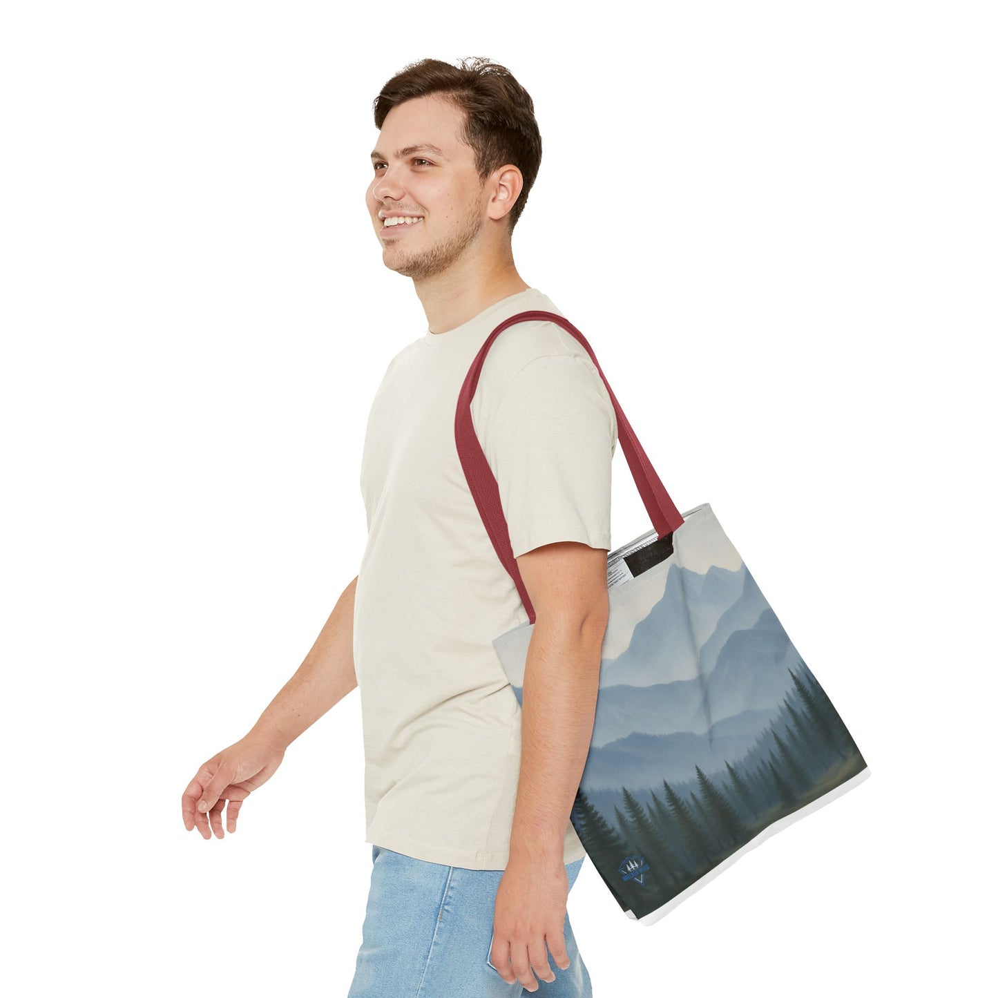 Grey Mountaincape Tote Bag with Original Art by Lo Husen