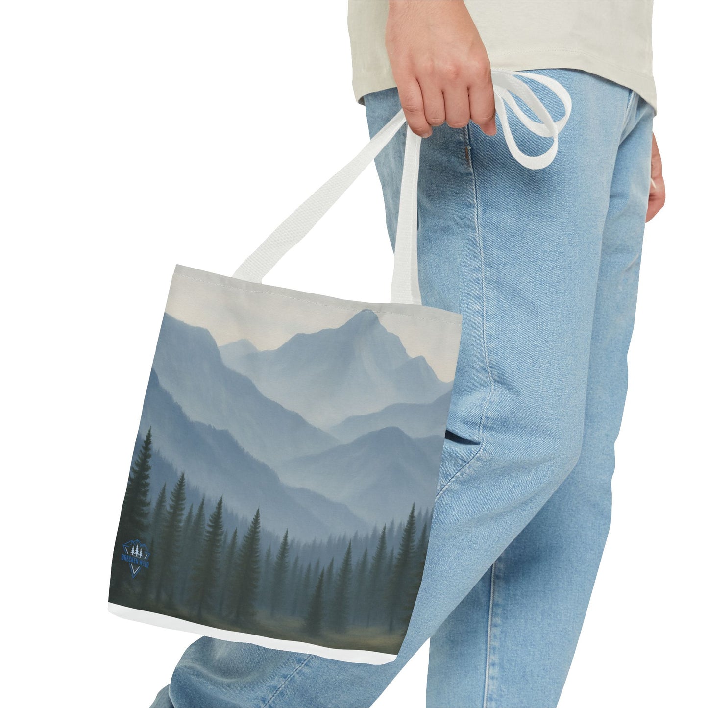Grey Mountaincape Tote Bag with Original Art by Lo Husen
