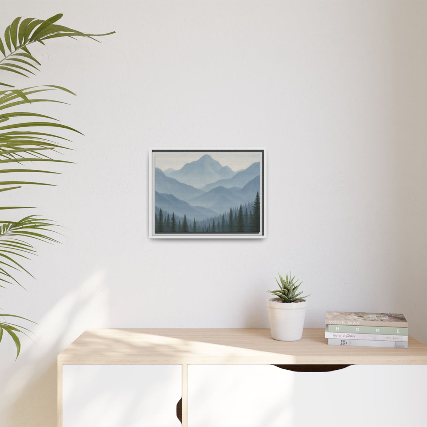 Grey Mountainscape Framed Canvas Art