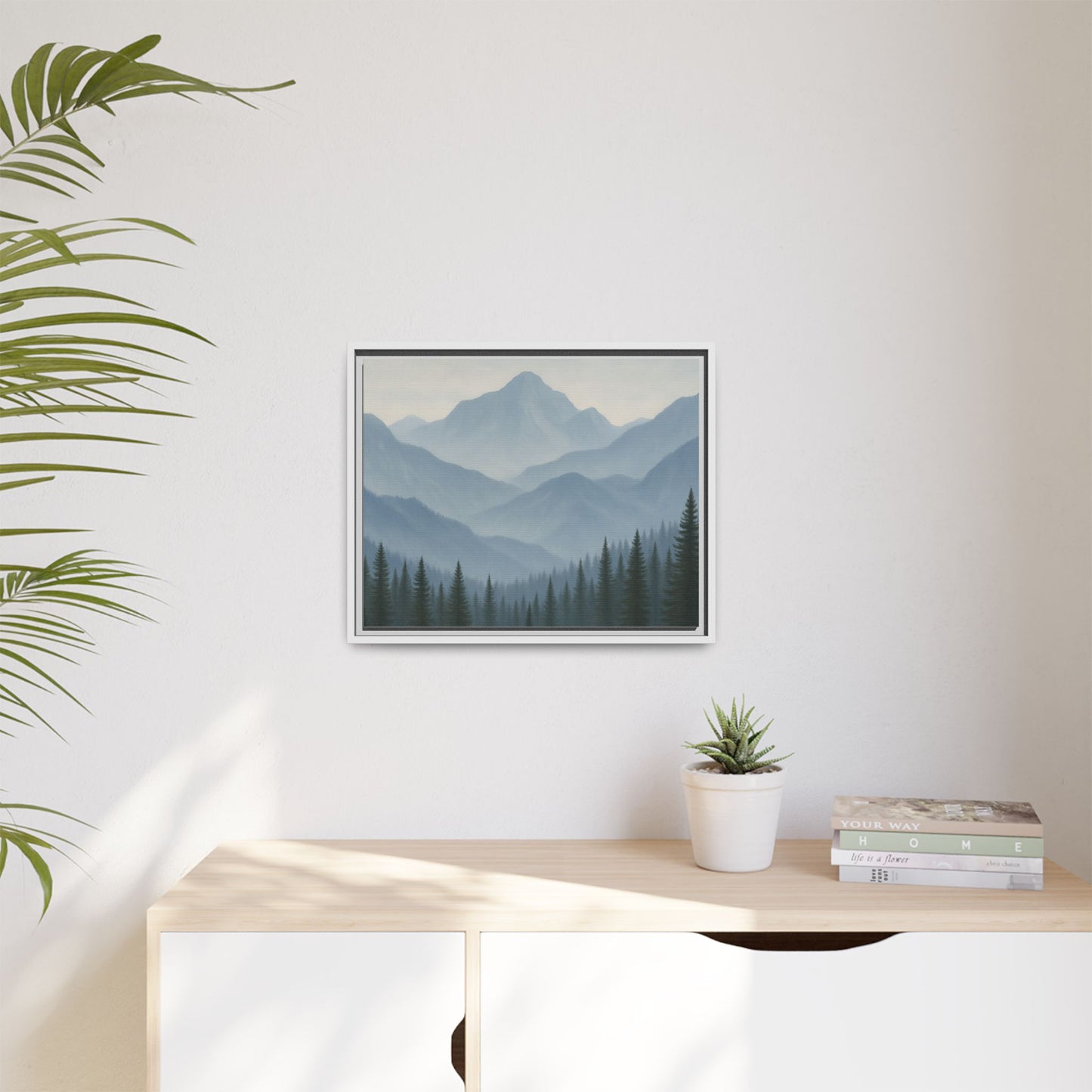 Grey Mountainscape Framed Canvas Art
