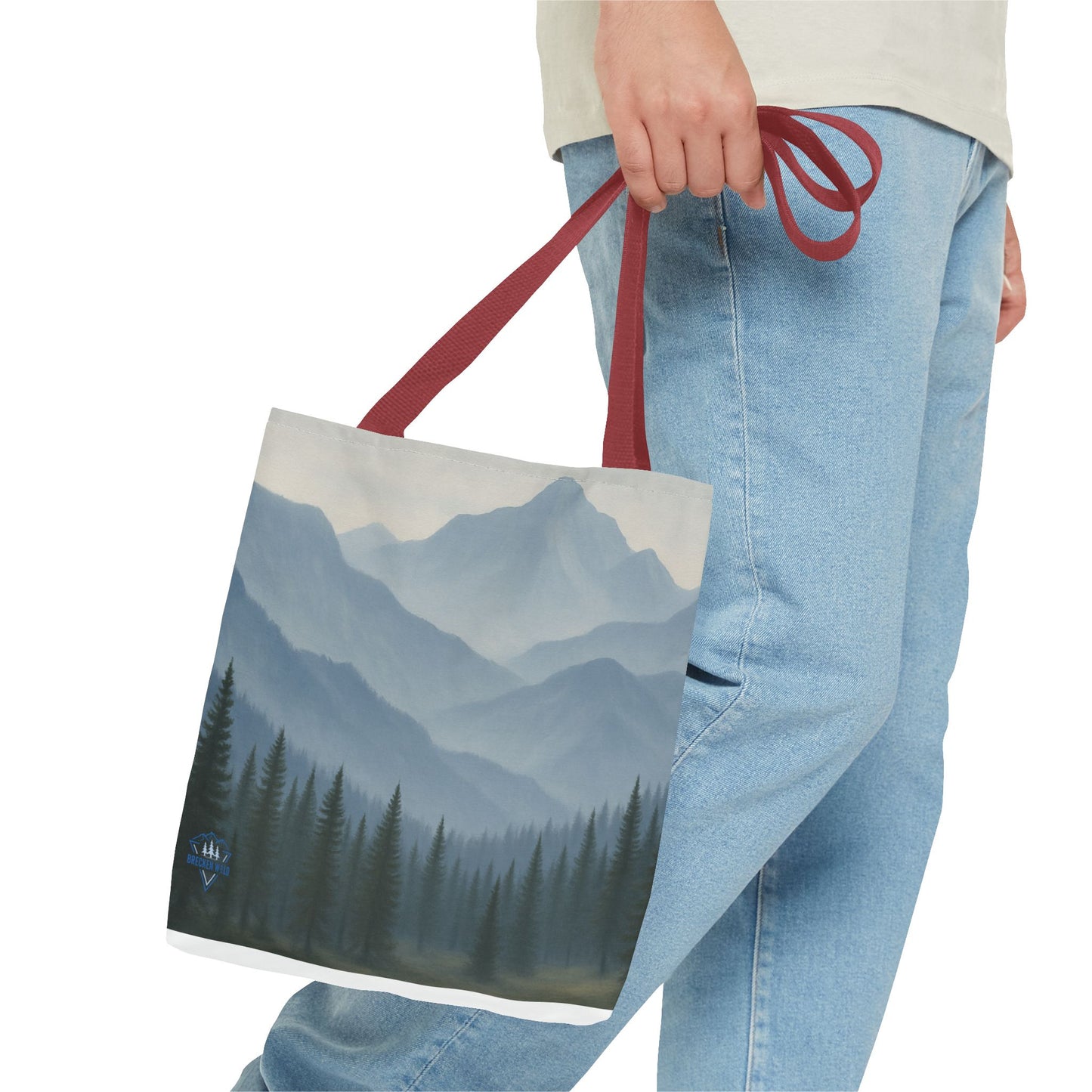 Grey Mountaincape Tote Bag with Original Art by Lo Husen