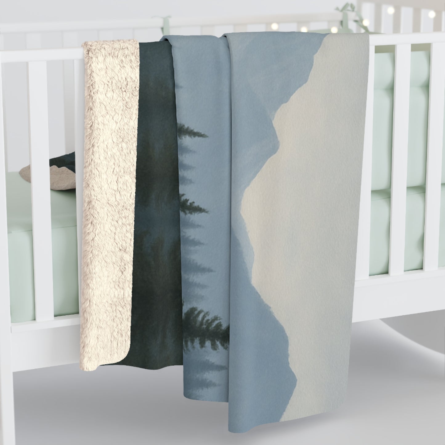 Grey Mountainscape - Cozy Sherpa Fleece Blanket ⭐⭐⭐⭐⭐