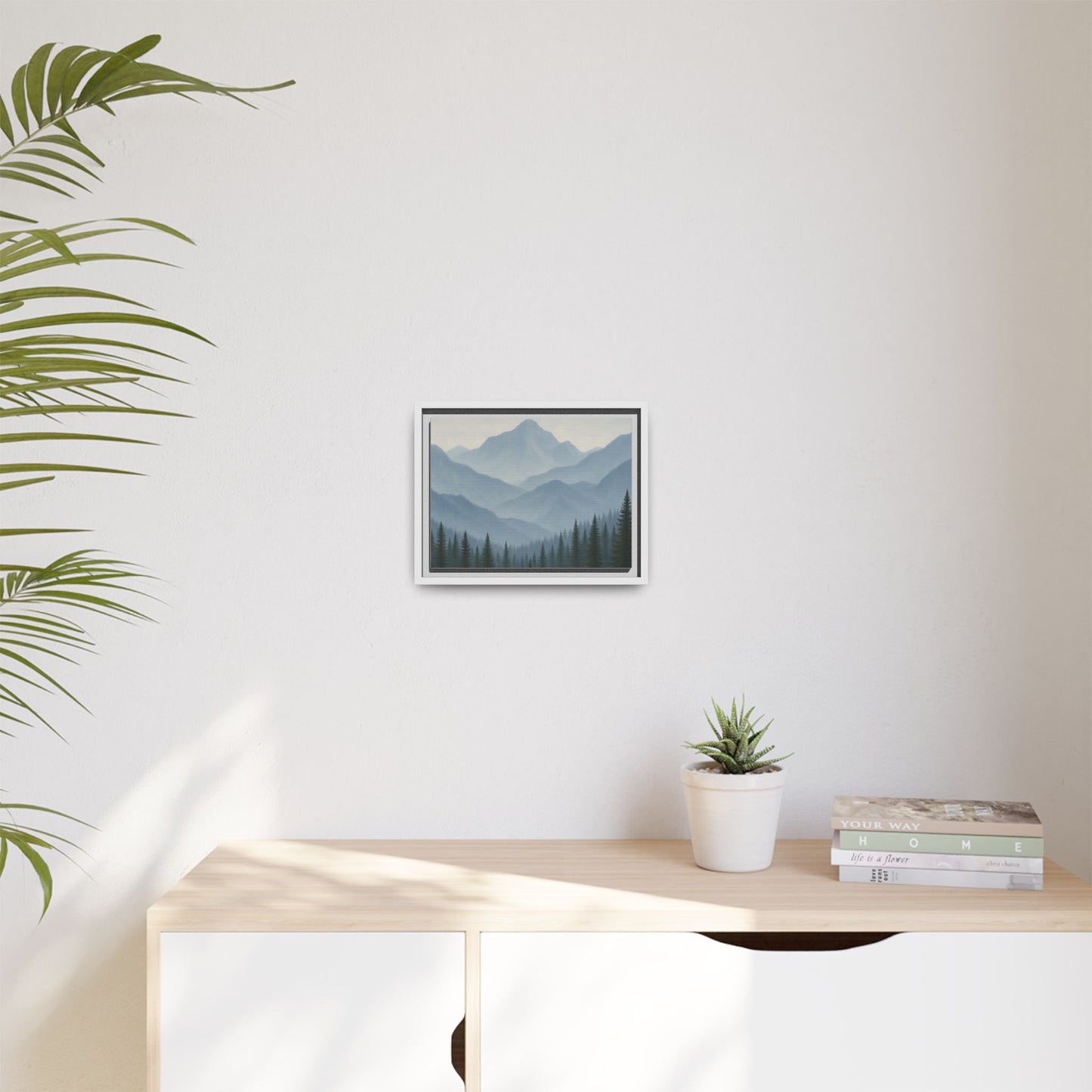 Grey Mountainscape Framed Canvas Art