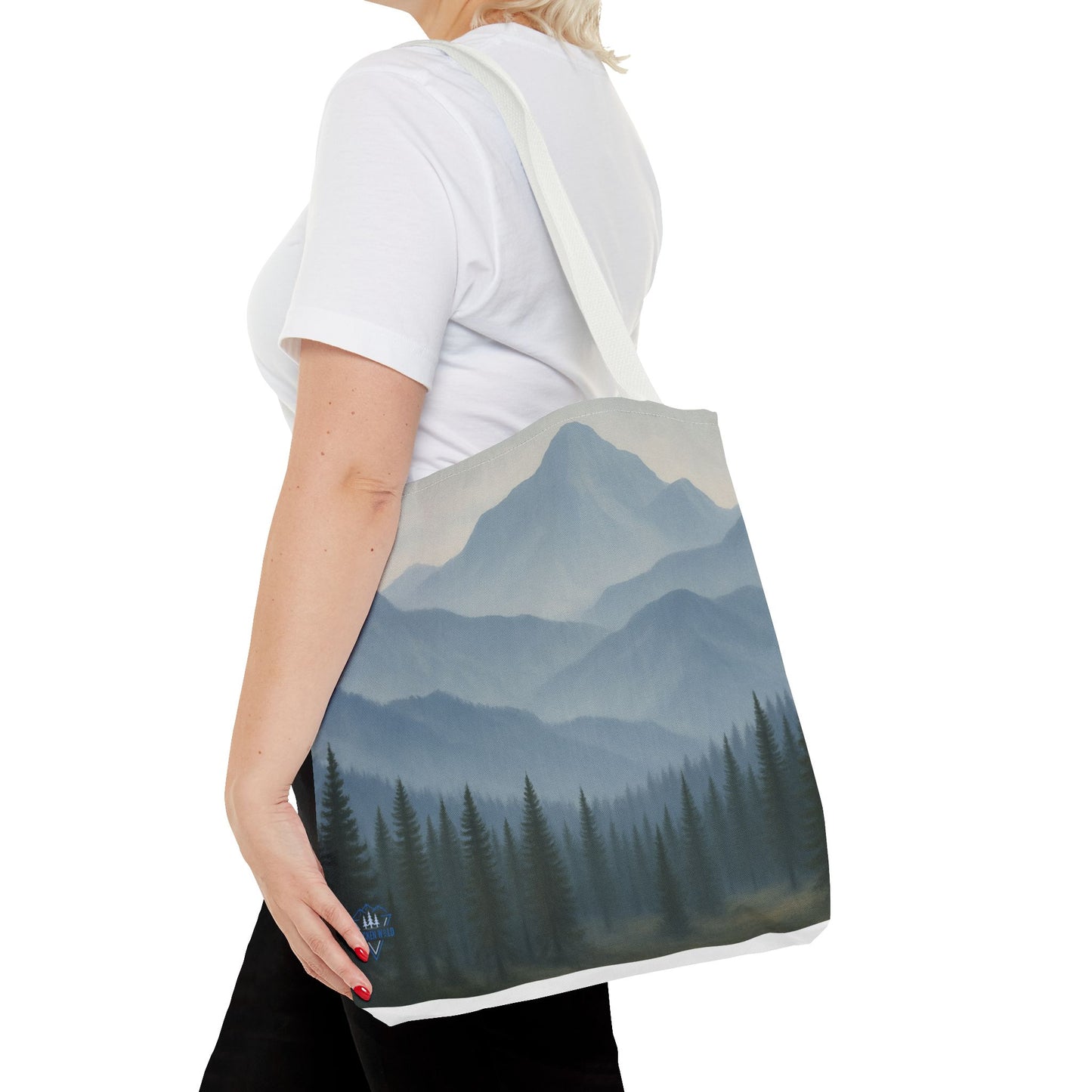 Grey Mountaincape Tote Bag with Original Art by Lo Husen