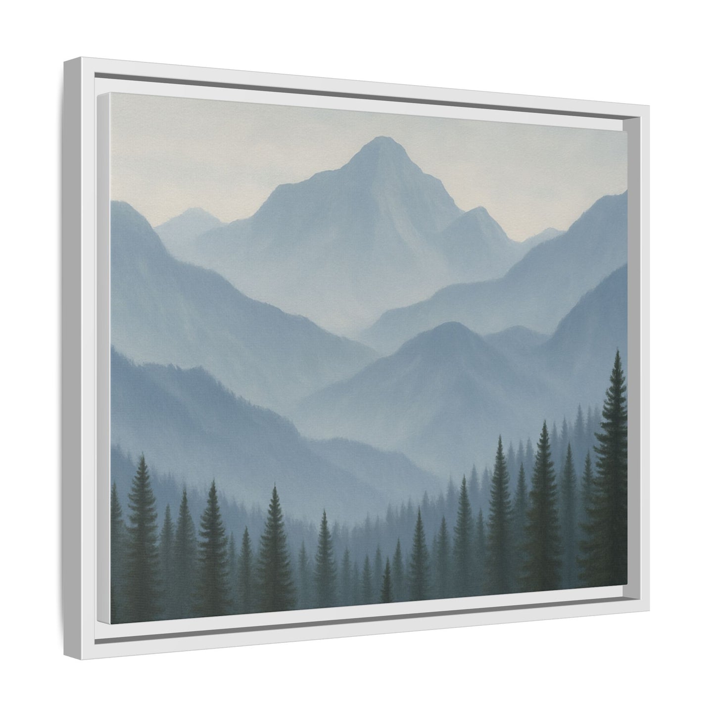 Grey Mountainscape Framed Canvas Art