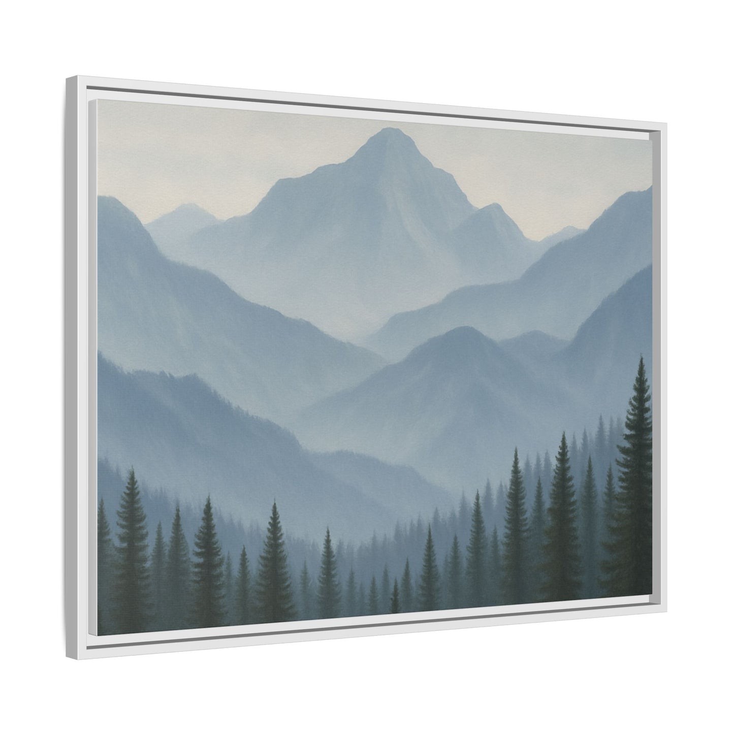Grey Mountainscape Framed Canvas Art