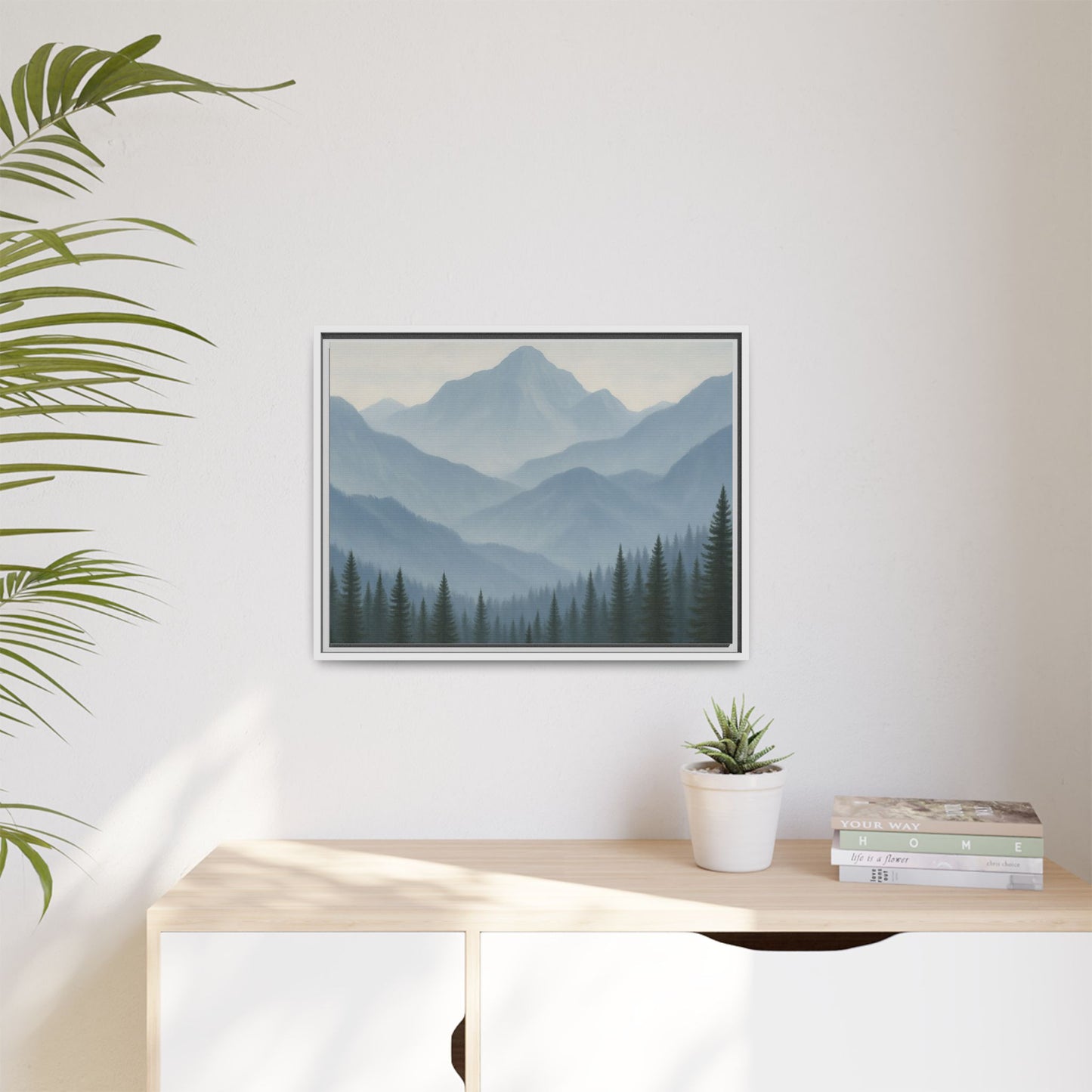 Grey Mountainscape Framed Canvas Art