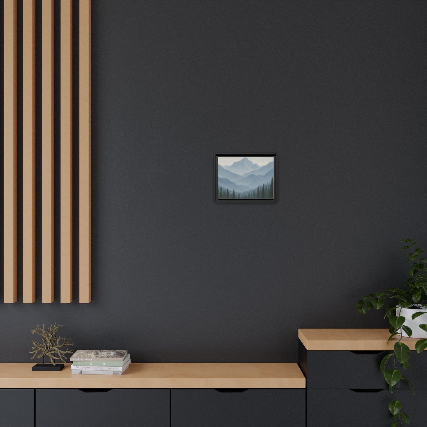 Grey Mountainscape Framed Canvas Art