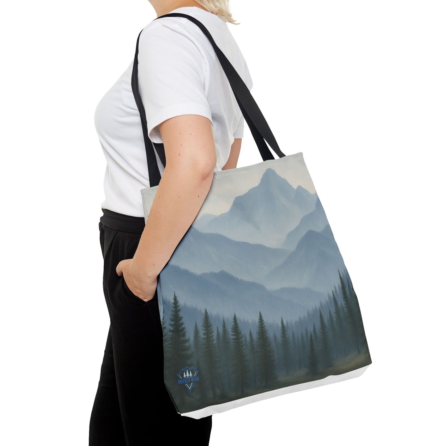Grey Mountaincape Tote Bag with Original Art by Lo Husen