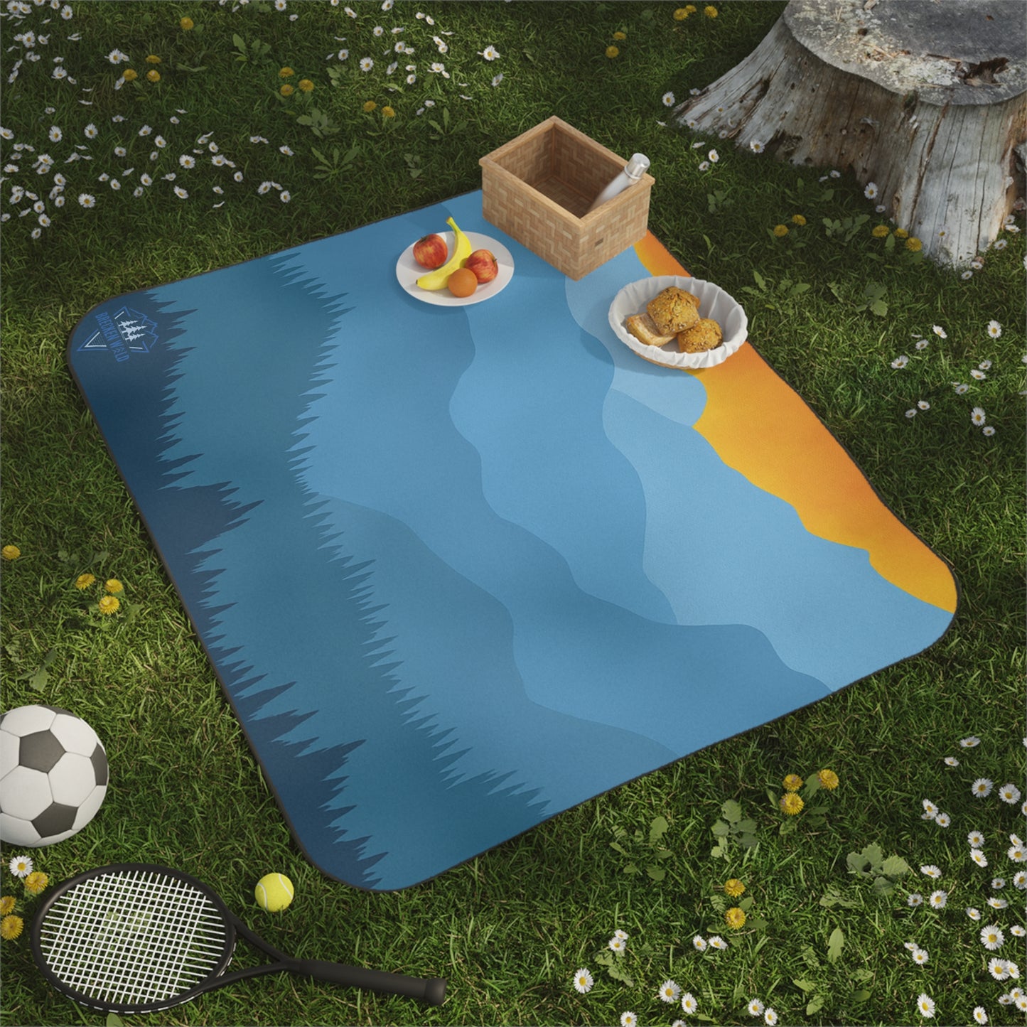 Sunset Mountainscape - Outdoor Picnic Blanket, Water-Resistant