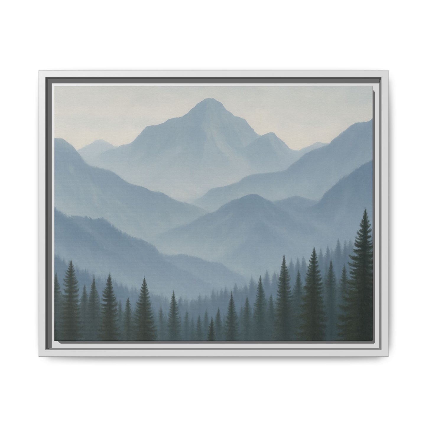 Grey Mountainscape Framed Canvas Art
