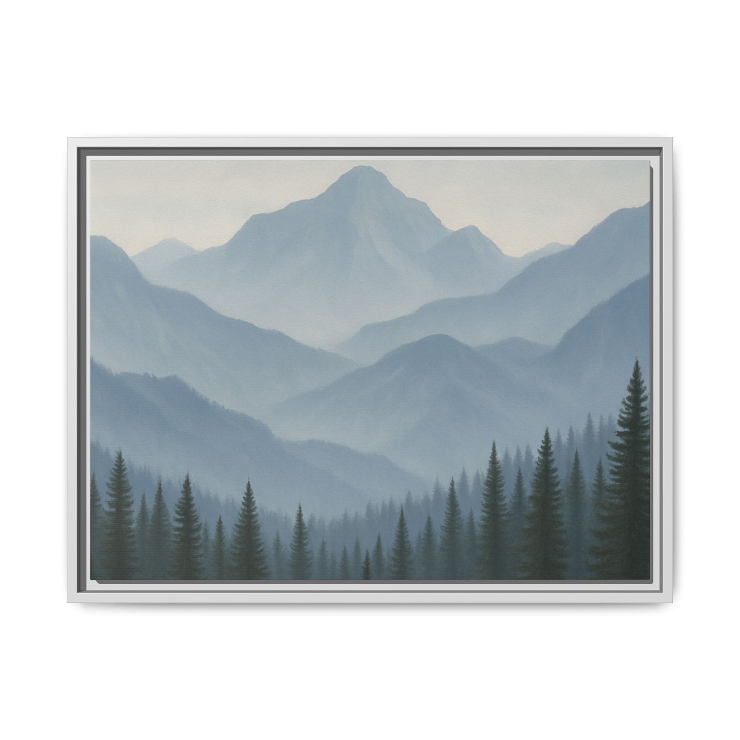 Grey Mountainscape Framed Canvas Art