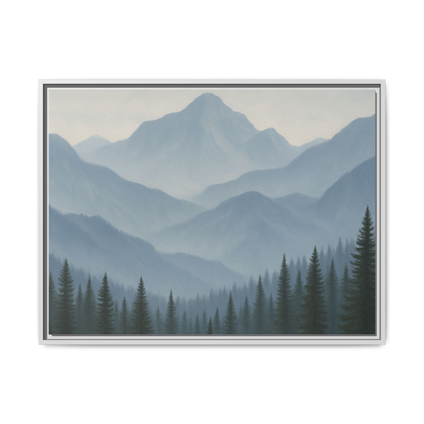 Grey Mountainscape Framed Canvas Art