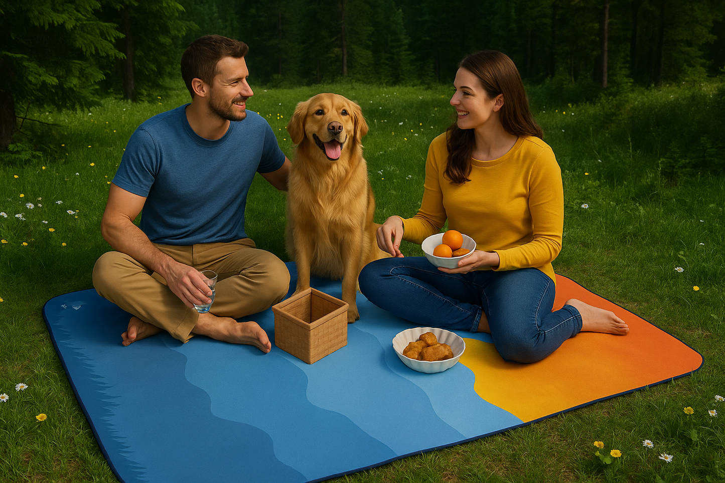 Sunset Mountainscape - Outdoor Picnic Blanket, Water-Resistant