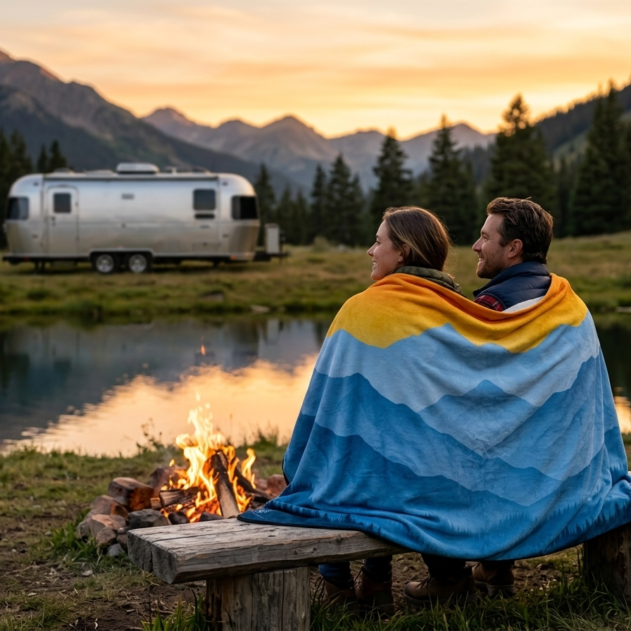 "Sky Fire" Sherpa Fleece Blanket