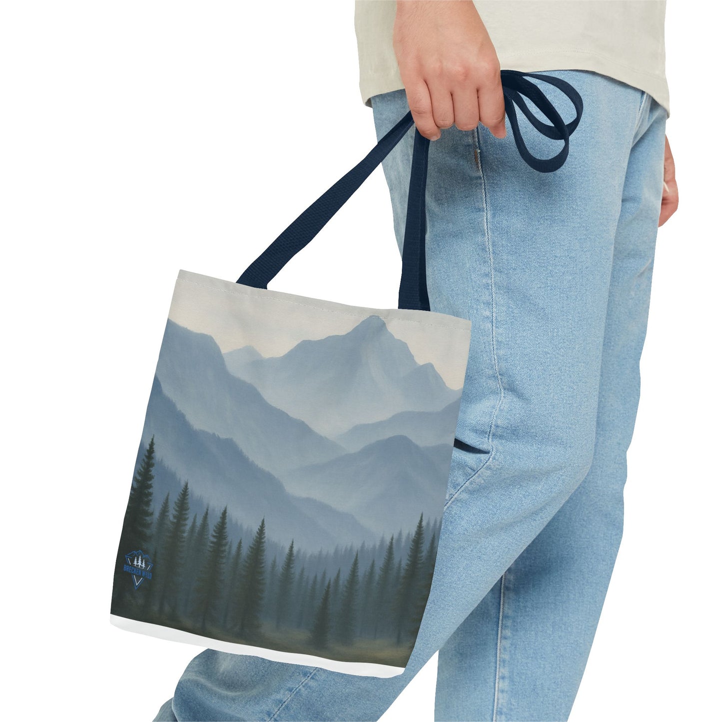 Grey Mountaincape Tote Bag with Original Art by Lo Husen