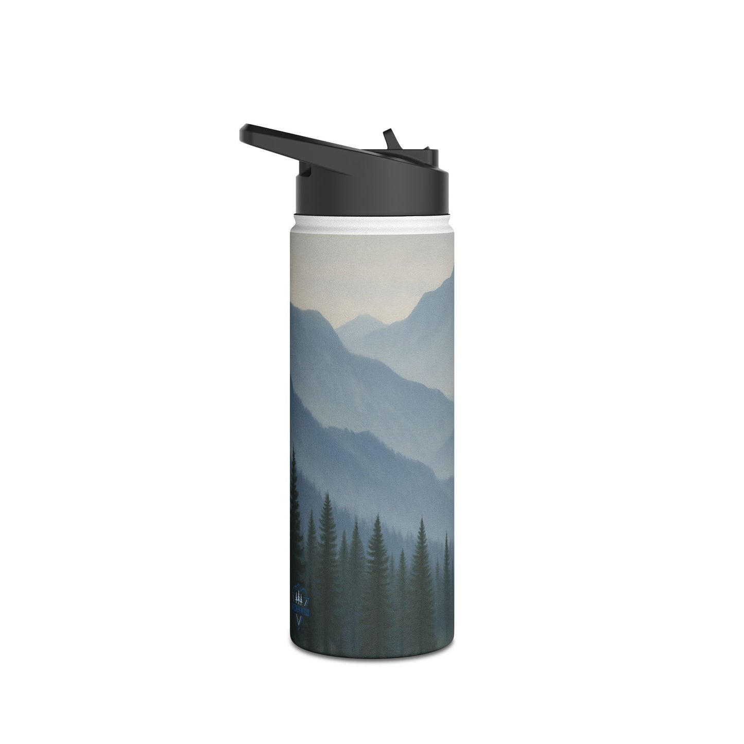 Grey Mountainscape Stainless Steel Water Bottle