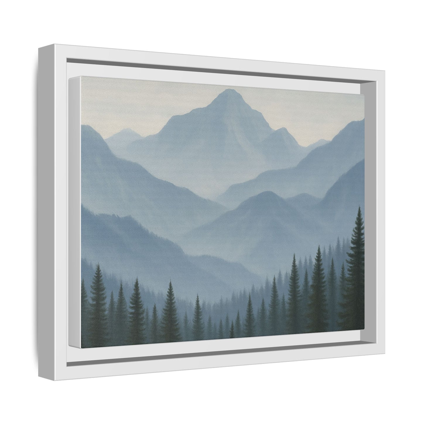 Grey Mountainscape Framed Canvas Art