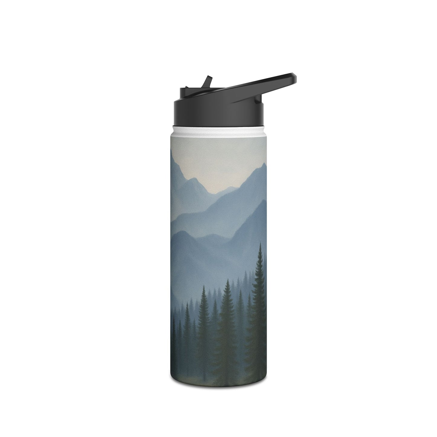 Grey Mountainscape Stainless Steel Water Bottle