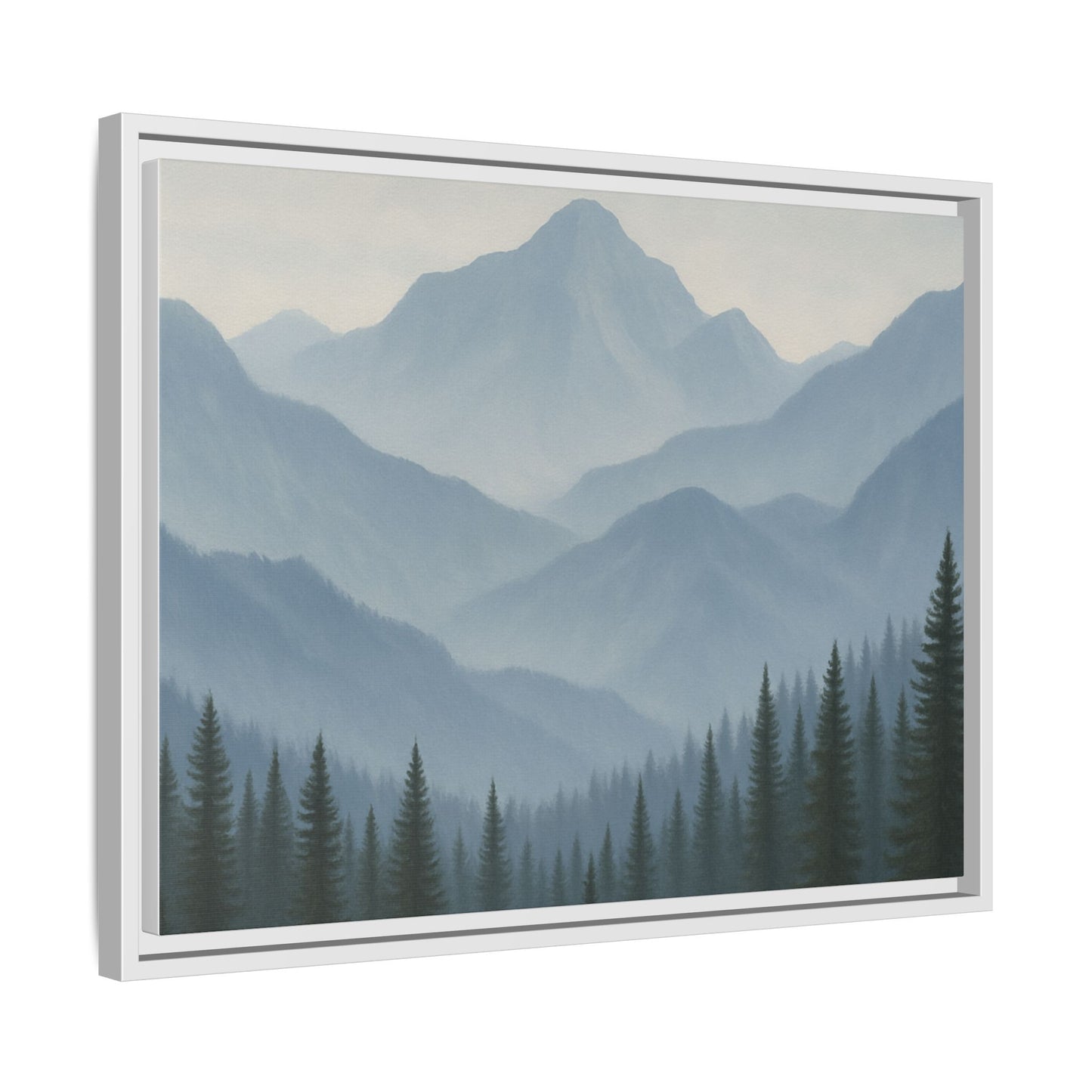 Grey Mountainscape Framed Canvas Art