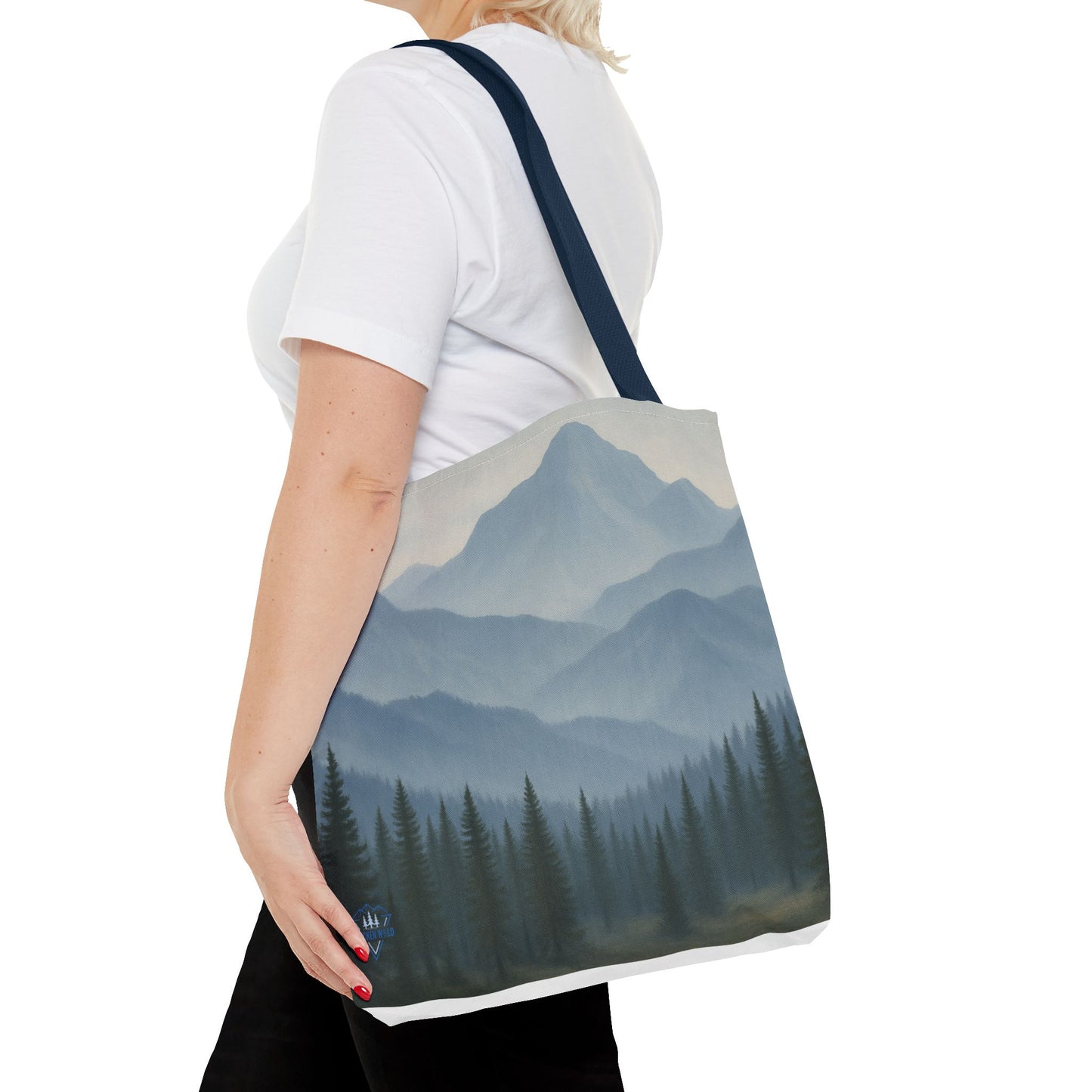 Grey Mountaincape Tote Bag with Original Art by Lo Husen