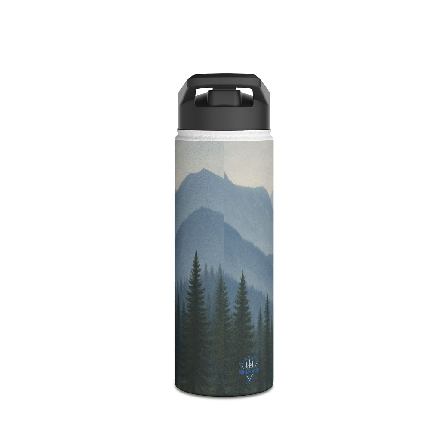 Grey Mountainscape Stainless Steel Water Bottle