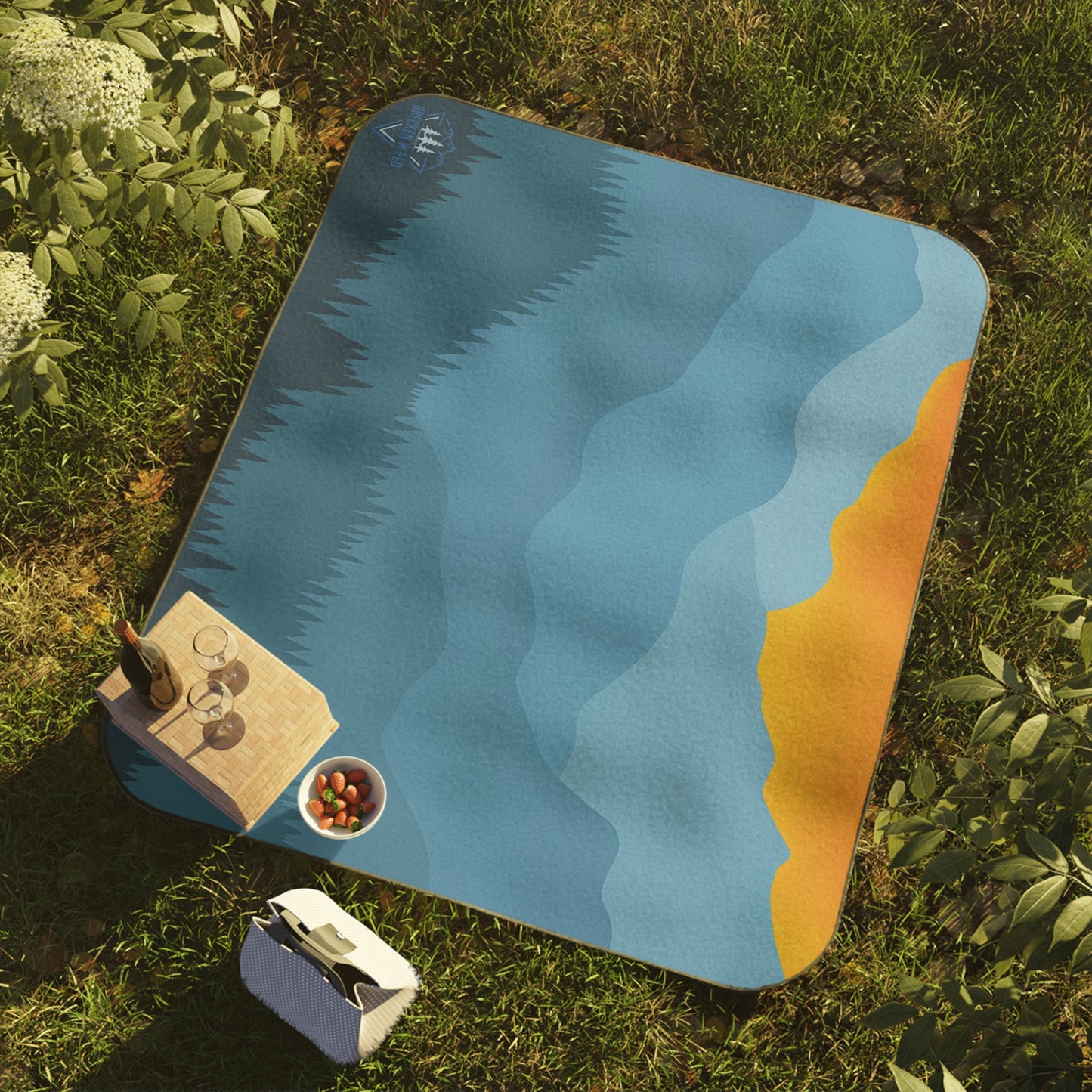 Sunset Mountainscape - Outdoor Picnic Blanket, Water-Resistant