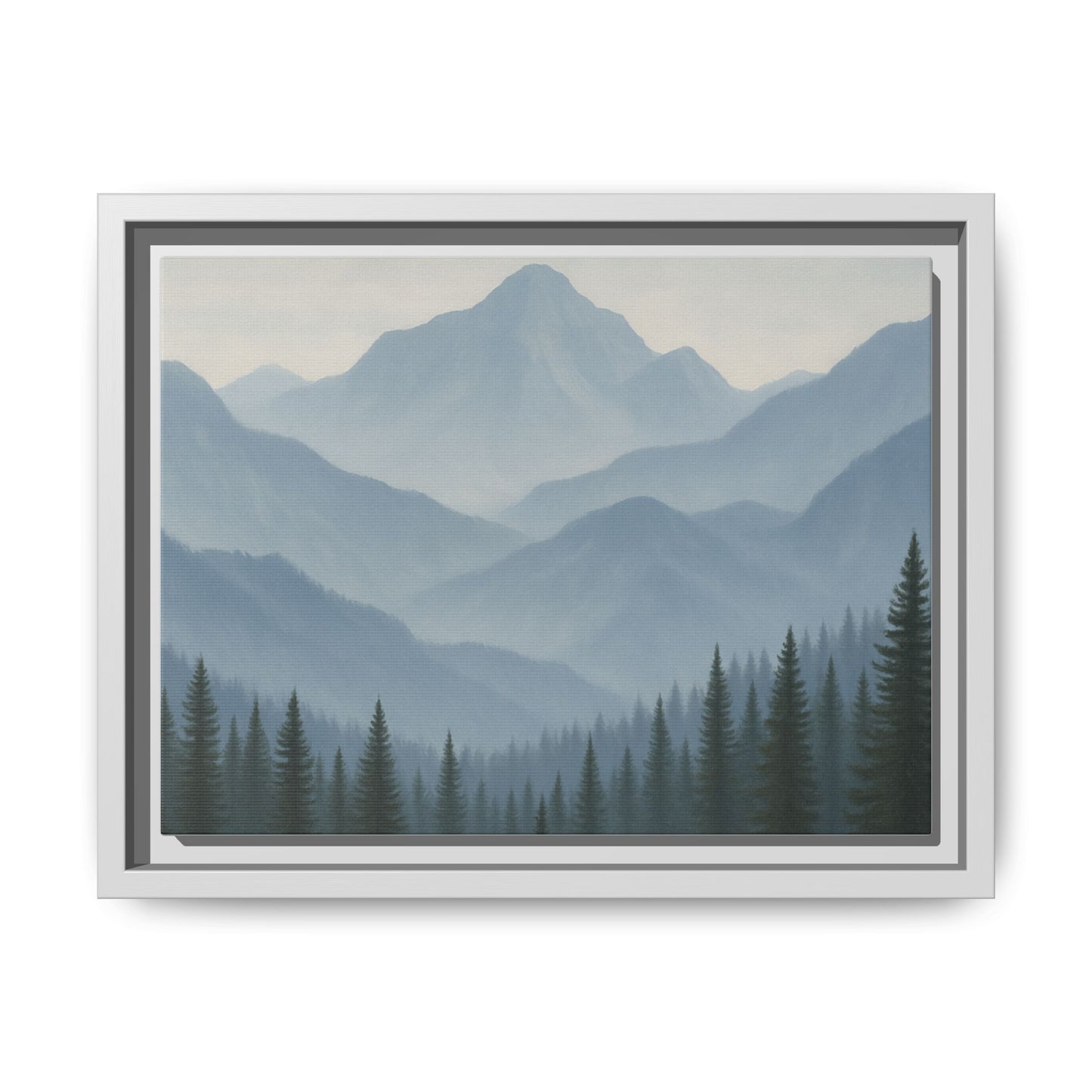 Grey Mountainscape Framed Canvas Art