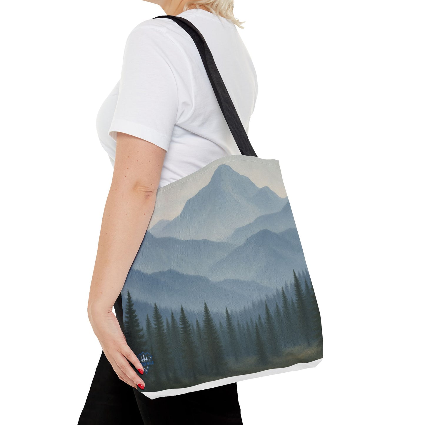 Grey Mountaincape Tote Bag with Original Art by Lo Husen