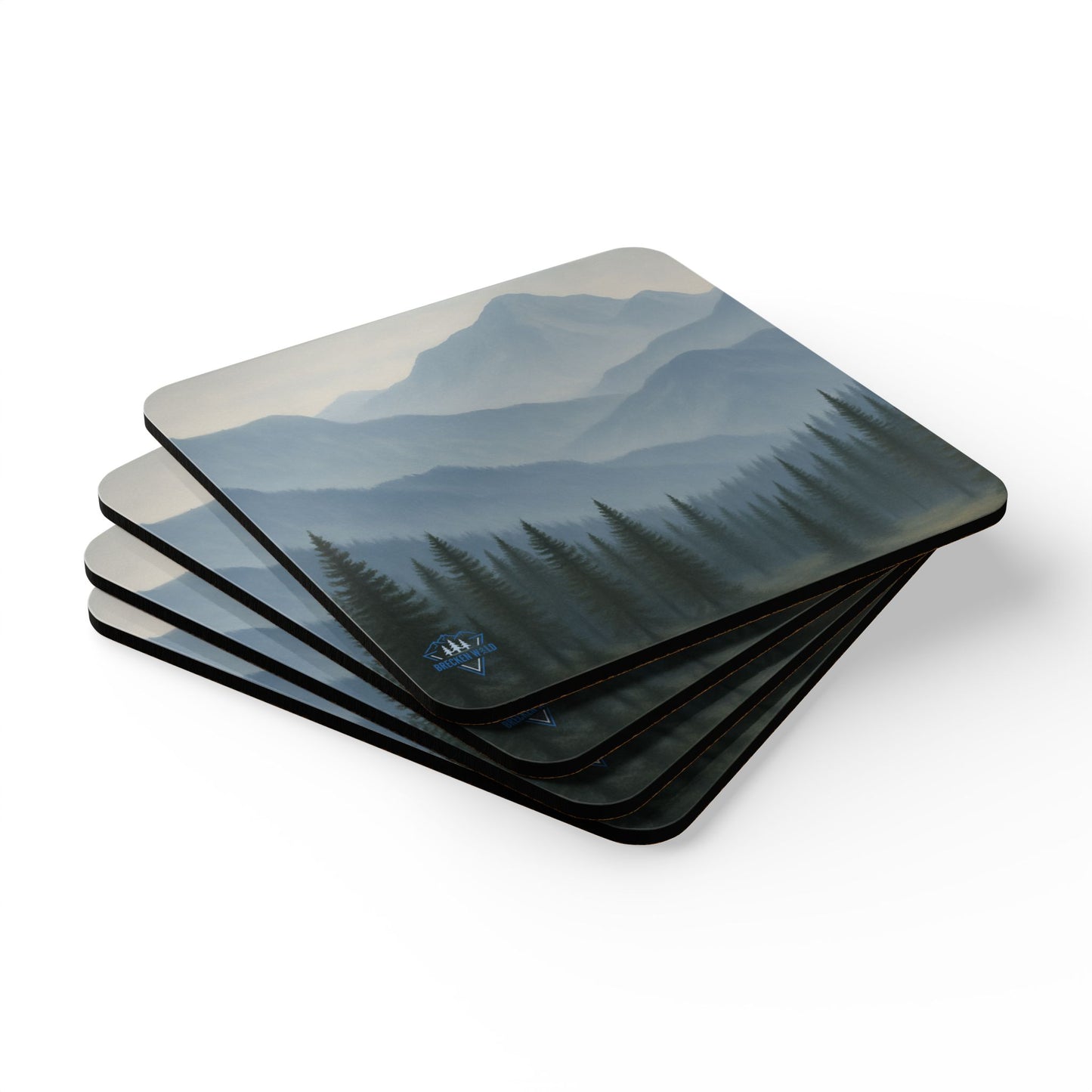 Grey Mountainscape Cork Coaster Set (4-pack)