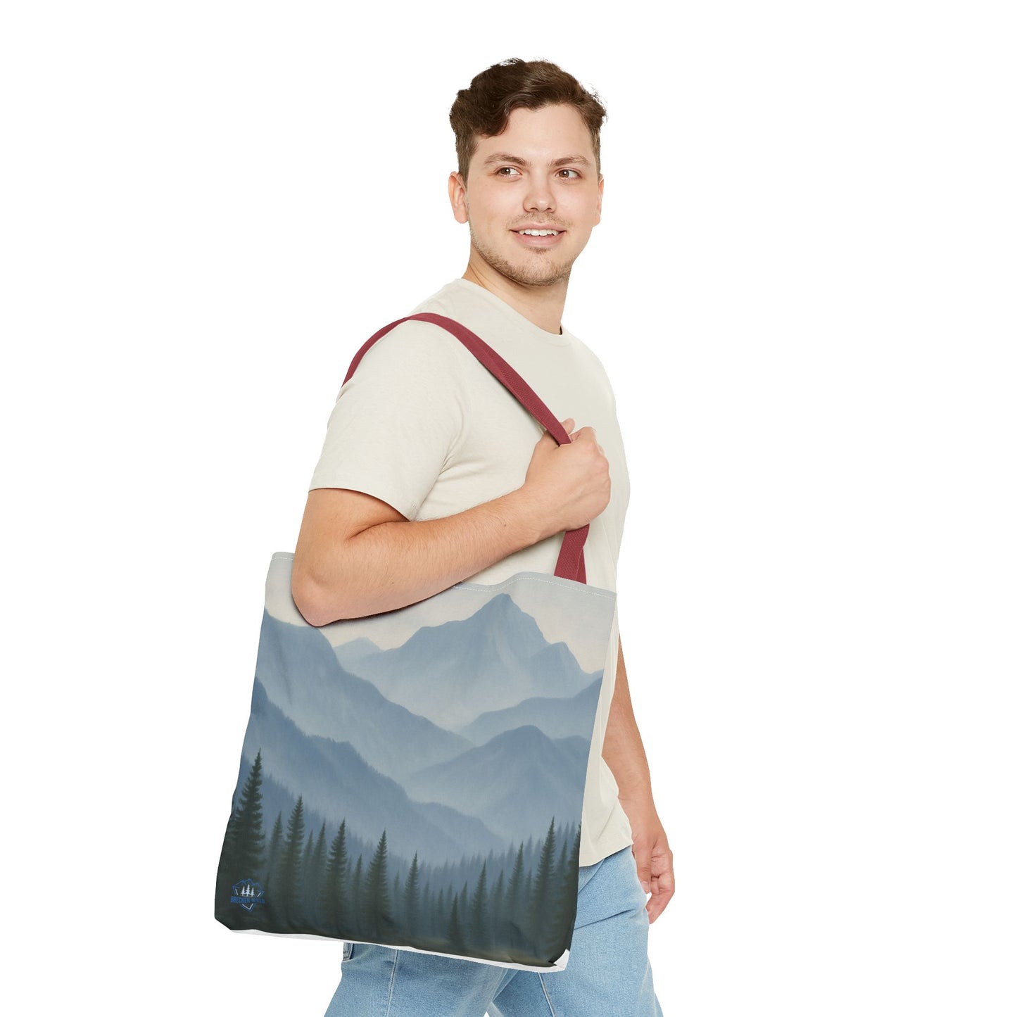 Grey Mountaincape Tote Bag with Original Art by Lo Husen