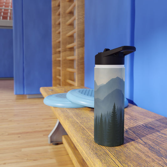Grey Mountainscape Stainless Steel Water Bottle