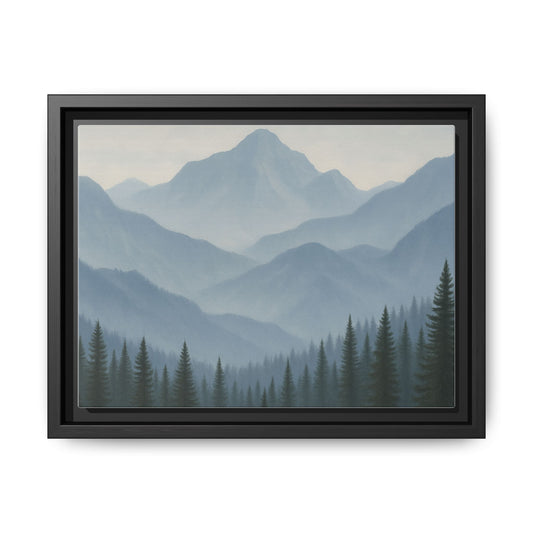 Grey Mountainscape Framed Canvas Art
