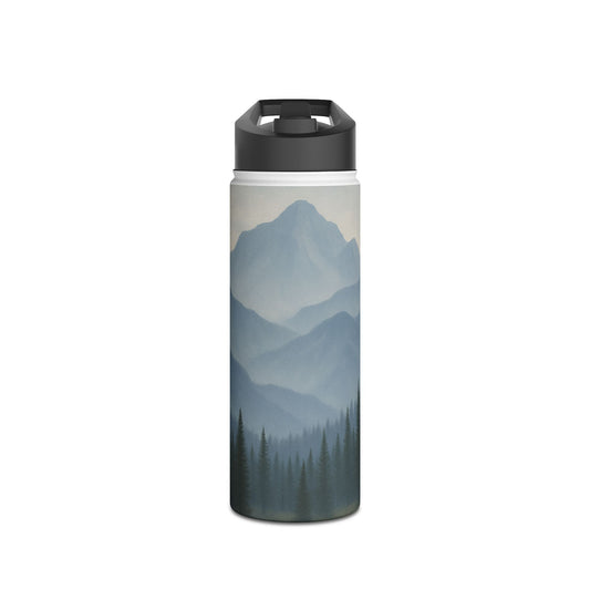 Grey Mountainscape Stainless Steel Water Bottle