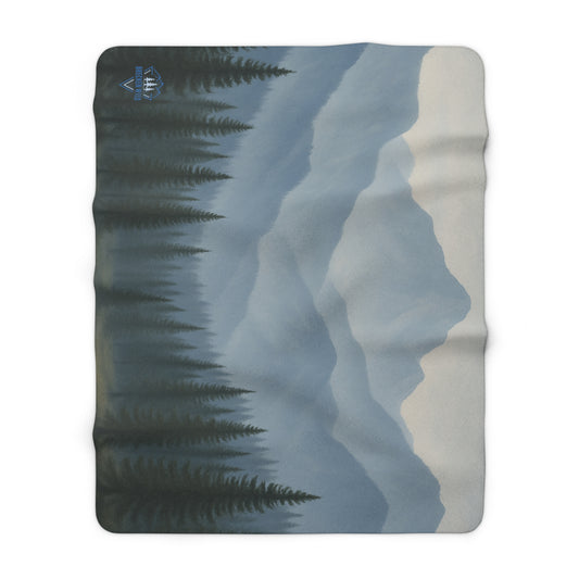 Grey Mountainscape - Cozy Sherpa Fleece Blanket