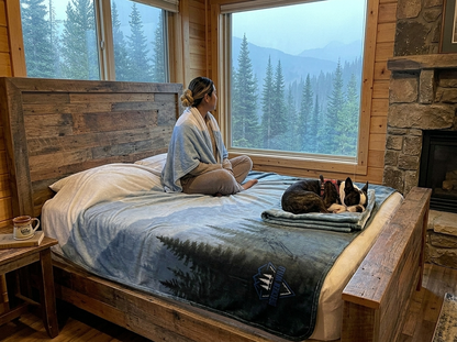 "Fog Forest" Sherpa Fleece Blanket