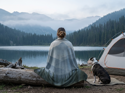 "Fog Forest" Sherpa Fleece Blanket