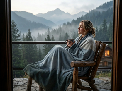 "Fog Forest" Sherpa Fleece Blanket