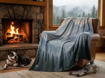 "Fog Forest" Sherpa Fleece Blanket