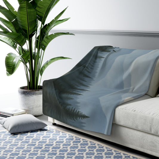 Grey Mountainscape - Cozy Sherpa Fleece Blanket