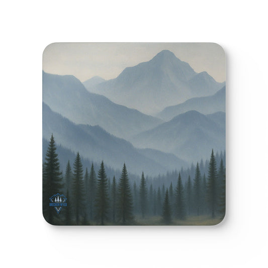 Grey Mountainscape Cork Coaster Set (4-pack)