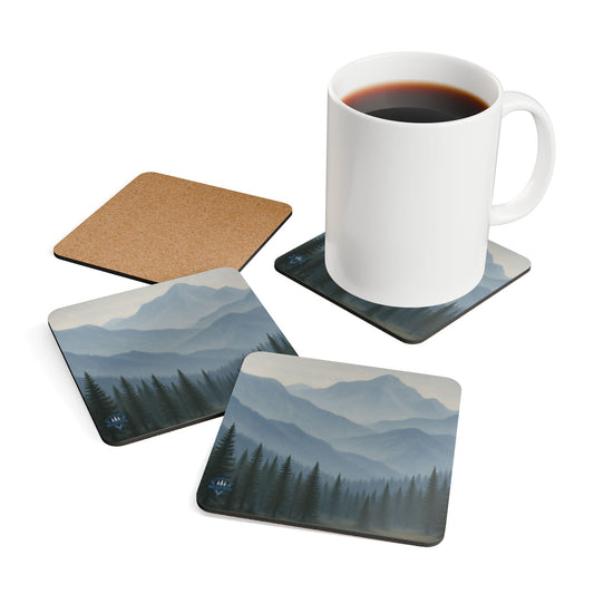 Grey Mountainscape Cork Coaster Set (4-pack)