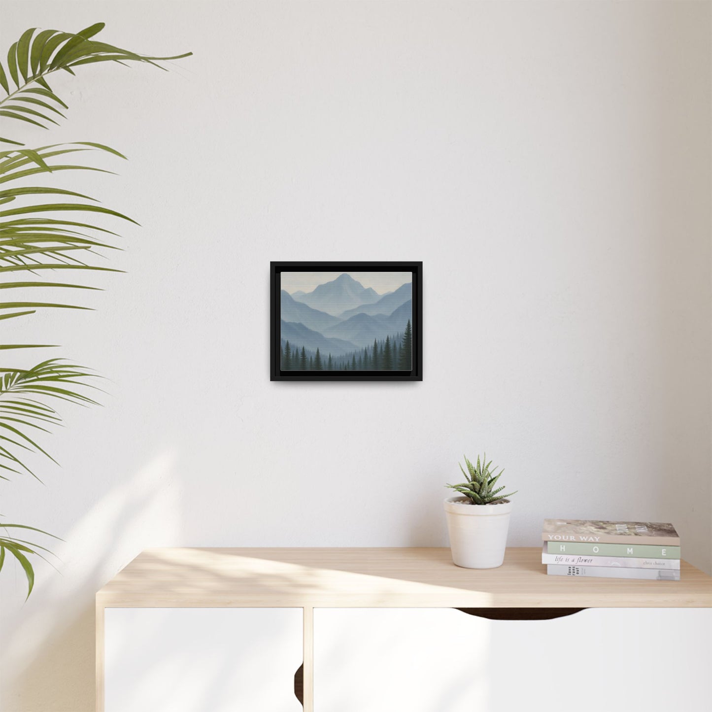 Grey Mountainscape Framed Canvas Art